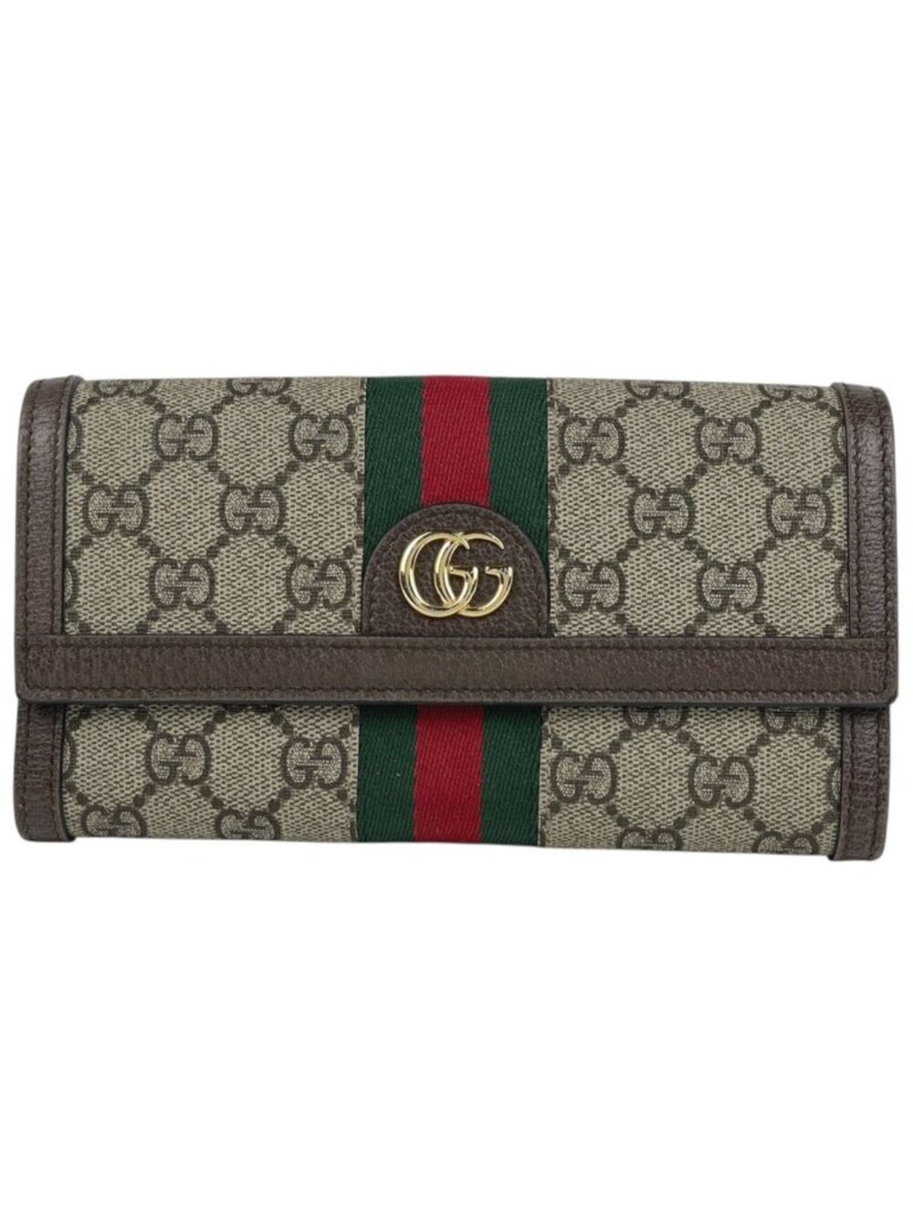 Gucci Wallet GG Pattern Sherry Line Web Beige Green - Picture 1 of 10